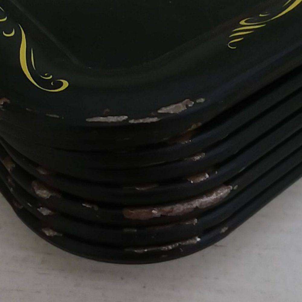 Eight vintage handpainted toleware trays - Picture 7 of 8